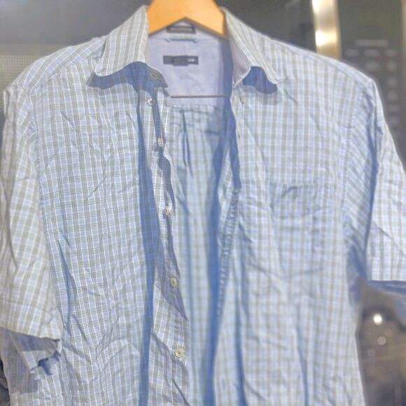 Men's Casual Soft Cotton Twill Light Blue Short Slve Bttn Dn Metro Exchange XL - Picture 9 of 16